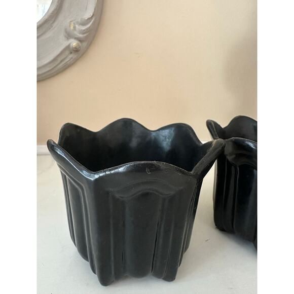 2 Vintage BON CHEF Fluted Pewter BLACK Individual Baking Serving Cups Bowls pair - Picture 2 of 16